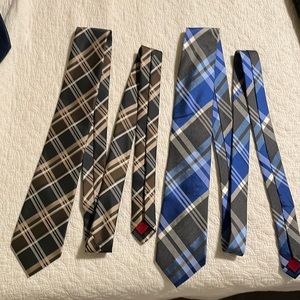 (2) Alfani checkered ties blue and brown